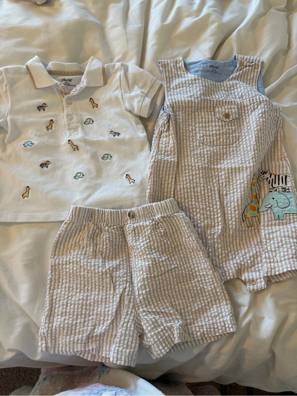 24 month little me Toddler White Polo with Tiny Animal Embroidery